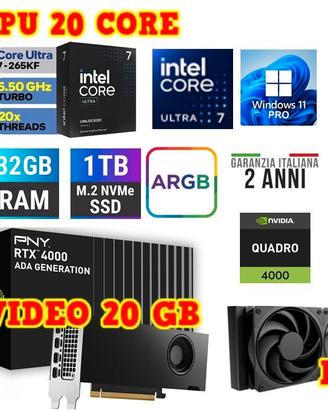 Ai PC 265KF 32GB RAM DDR5 NVIDIA QUADRO 20GB W11P