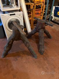Coppia gambe tavolo in legno massello