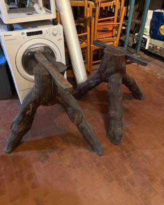 Coppia gambe tavolo in legno massello