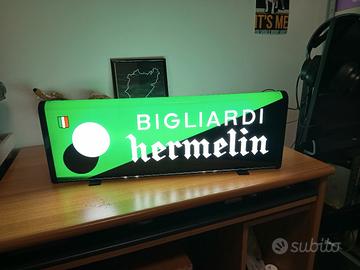 insegna pubblicitaria luminosa bigliardi hermelin