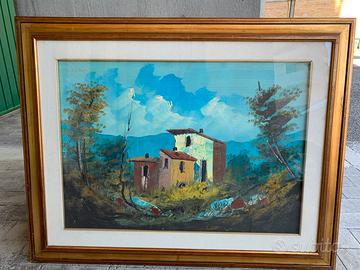 Quadro dipinto a olio paesaggio di campagna