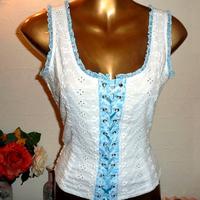 CORSETTO SANGALLO CON LACCI RASO, VOLANT, PERLINE