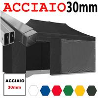 Gazebo 3x6m pieghevole nero acciaio tendone eventi