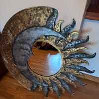 Specchio circolare con cornice Sole/Luna