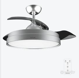 Ventilatore da soffitto con pale a scomparsa+luce