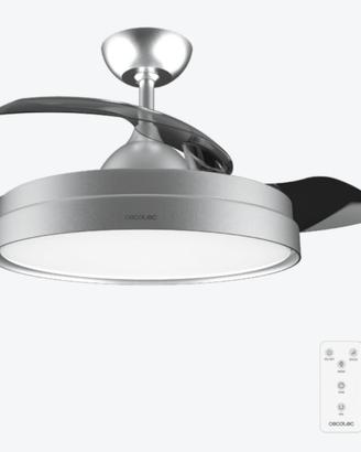 Ventilatore da soffitto con pale a scomparsa+luce
