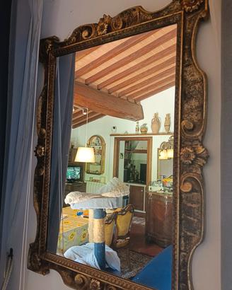 specchiera con cornice in legno