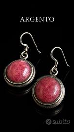 Vintage orecchini argento e rodonite