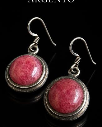 Vintage orecchini argento e rodonite