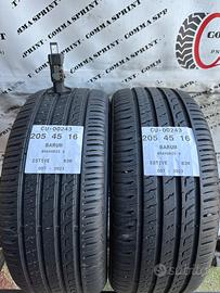 2 PNEUMATICI 205/45 R16 BARUM ESTIVE 90%