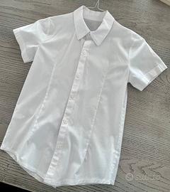 Camicia bianca, 100% cotone, manica corta, 8 anni