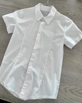 Camicia bianca, 100% cotone, manica corta, 8 anni