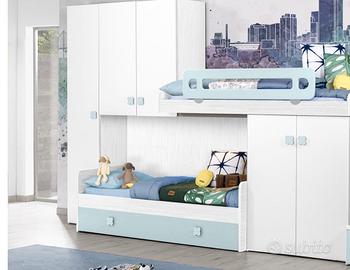 cameretta arancione e beige con ponte