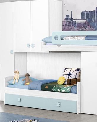 cameretta arancione e beige con ponte