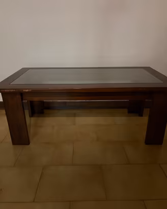 Tavolino legno e vetro