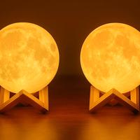 2 Lampada Lunare 3D LED Sferica con Stand Legno