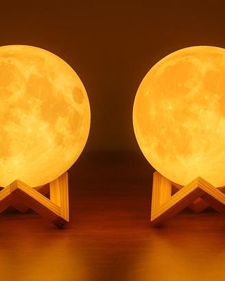 2 Lampada Lunare 3D LED Sferica con Stand Legno