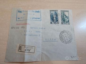 Busta Raccomandata 1951 "Italia al Lavoro" 65 Lire