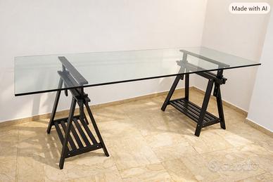 Elegante grande tavola in vetro / tavolo da pranzo