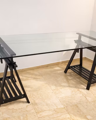 Elegante grande tavola in vetro / tavolo da pranzo