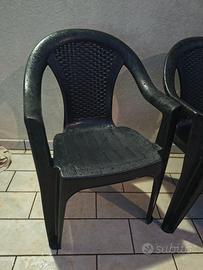 4 sedie da giardino di plastica nera