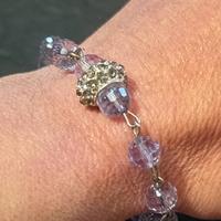 Bracciale pietre vetro viola e argento