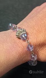 Bracciale pietre vetro viola e argento