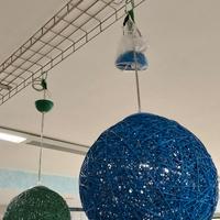 Lampadario sospensione palla corda blu verde E27