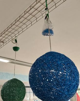 Lampadario sospensione palla corda blu verde E27