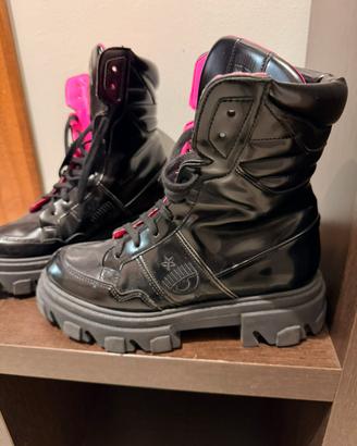 Scarponcini Chiara Ferragni platform pelle neri