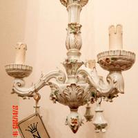 Lampadario Capodimonte tre luci. Sigillo garanzia