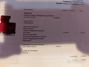 Poltrona relax alza persone con 2 motori