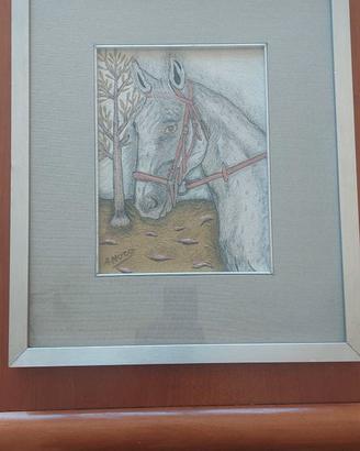 Quadr5o  Cavallo Filocolore cornice in alluminio 4