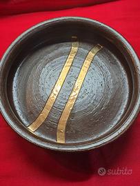 Fruttiera, centrotavola ceramica e oro