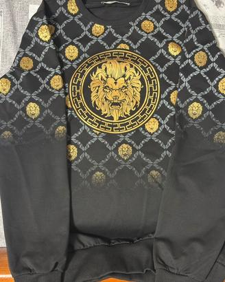 Felpa nera e oro con leone – stile luxury