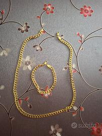 set collane e bracciale placcato oro 18k 