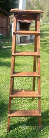 Scala antica  in legno da arredamento a 5 scalini