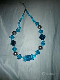 collana pietre azzurro blu