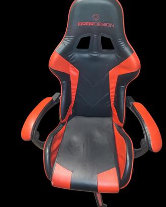Sedia Gaming MOMO Design Ergonomica Nera/Rossa 