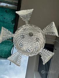 Lampadario vintage in vetro lavorato stile Murano