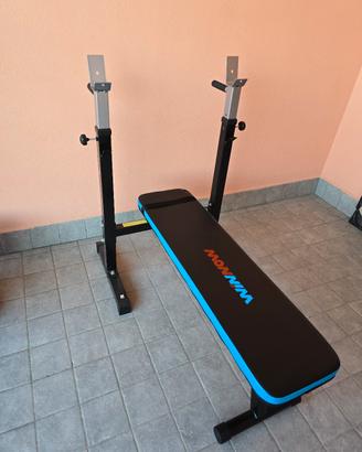 Panca per allenamento  con bilanciere e pesi 
