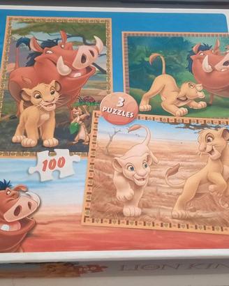 Re Leone - Lion King - Puzzle Trefl 3x1 100 pezzi 