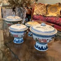 Set 4 Zuppiere Potiche Vasi Cina Antico