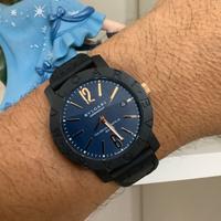 Bulgari Carbongold Oro Rosa Blu Dial 