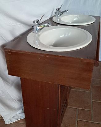 Mobile Bagno con 2 Lavandini e Specchiera