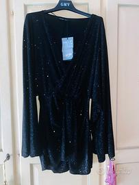 Vestito corto nero glitterato-nuovo con cartellino