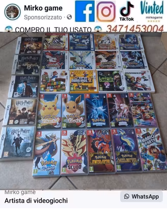 lotto blocco giochi nintendo ds e nintendo switch 