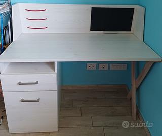 scrivania con cassettiera 125x58 cm altezza 75 cm