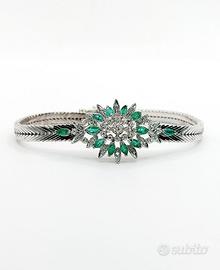 Bracciale oro 18 kt smeraldi e diamanti.Epoca 1960