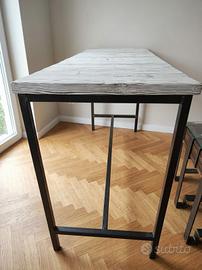 Bancone alto ferro legno bianco industrial style
